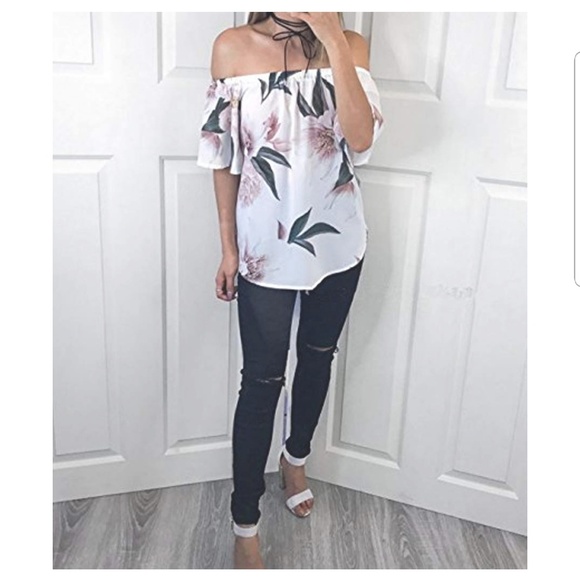 White Off Shoulder Top - Picture 2 of 4